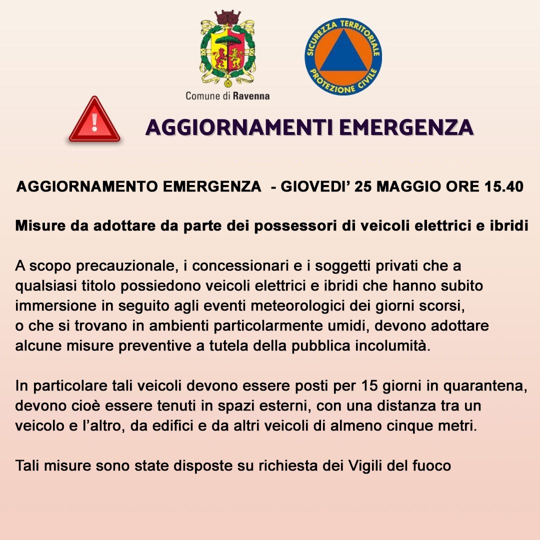 emilia romagna veicoli elettrici acqua alluvione