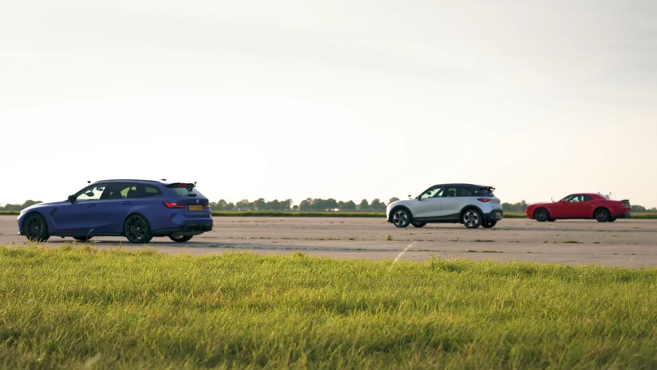 Dodge Challenger SRT Super Stock vs BMW M3 Touring vs Smart #1 Brabus