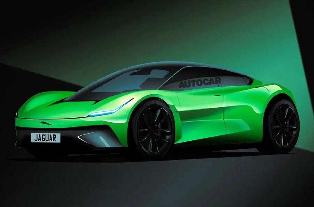 Jaguar GT elettrica 2025 render