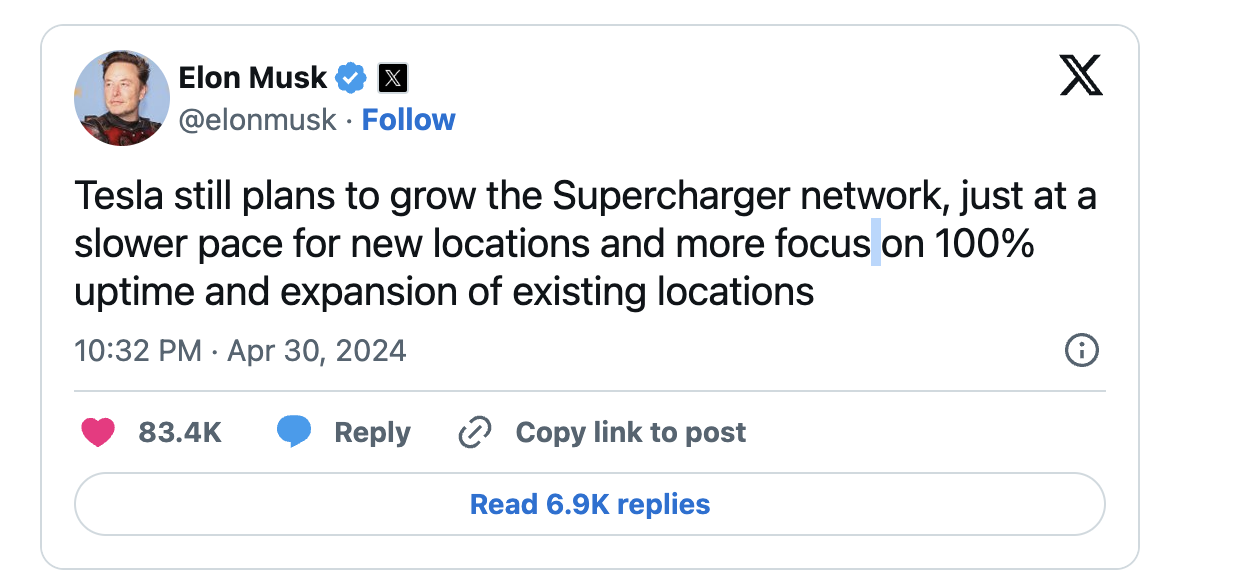 tagli tesla supercharger