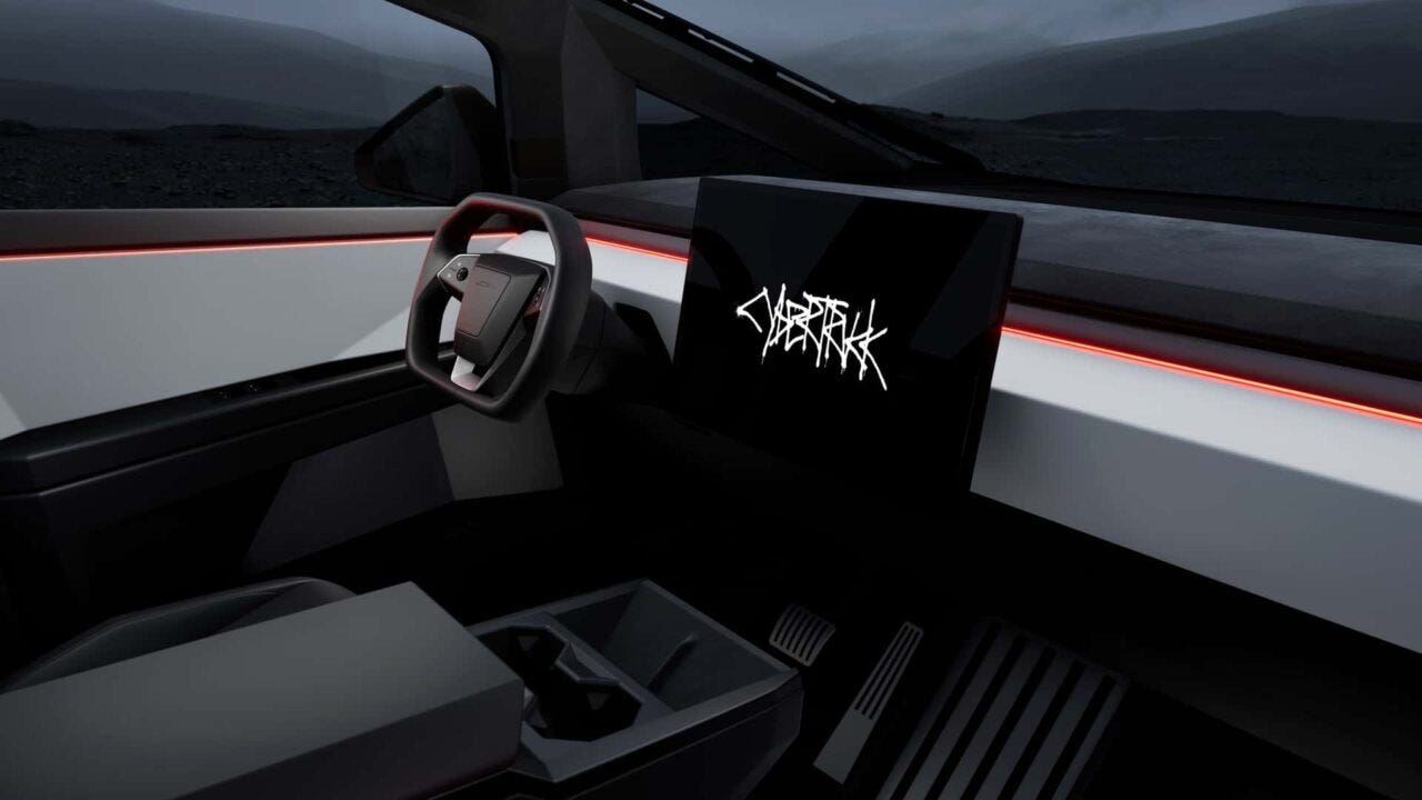 tesla cybertruck dentro